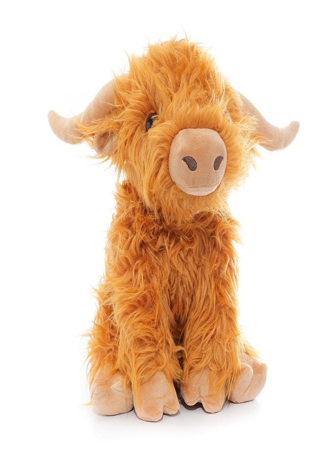 WEIGEDU Highland Cow Stuffed Animal Plush Toy – 12” Soft Fluffy Cuddly Cattle with Horns – Realistic Highland Bull for Kids & Collectors – Brown - Image 2