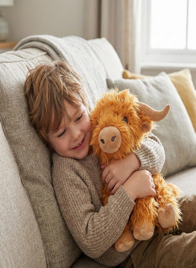 WEIGEDU Highland Cow Stuffed Animal Plush Toy – 12” Soft Fluffy Cuddly Cattle with Horns – Realistic Highland Bull for Kids & Collectors – Brown - Image 3