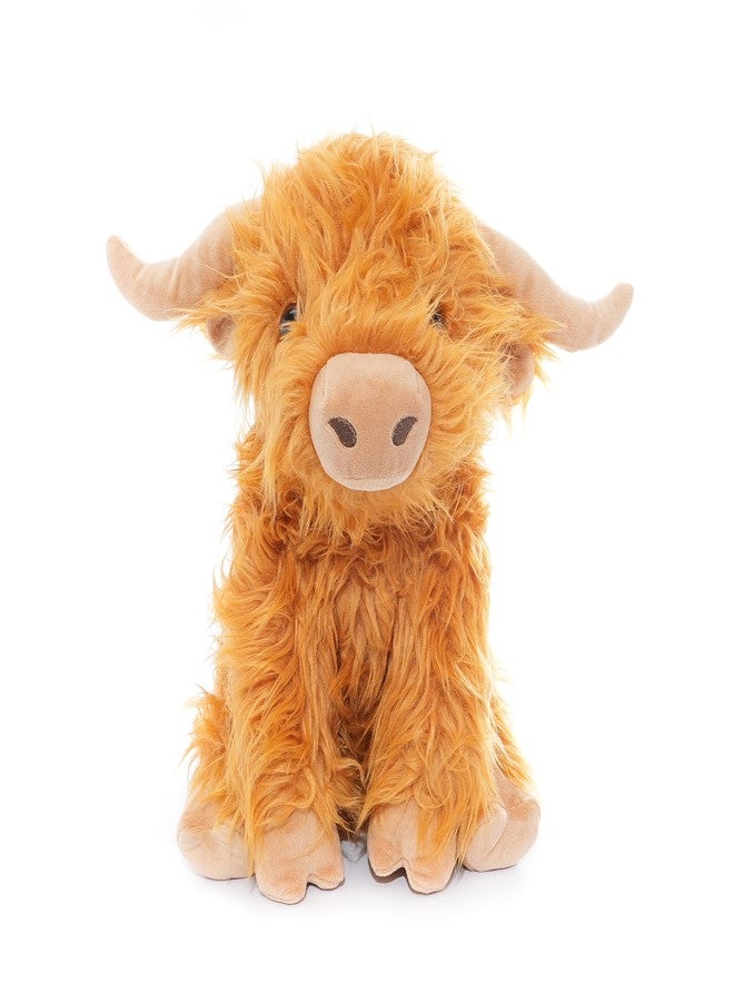 WEIGEDU Highland Cow Stuffed Animal Plush Toy – 12” Soft Fluffy Cuddly Cattle with Horns – Realistic Highland Bull for Kids & Collectors – Brown - Image 1
