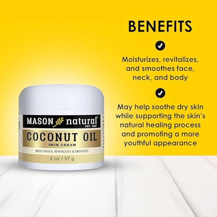 MASON NATURAL Coconut Oil Beauty Cream, Hydrating Moisturizer With Collagen for Smooth & Firm Skin, 2 oz - Image 2