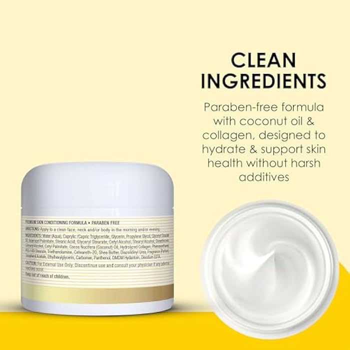 MASON NATURAL Coconut Oil Beauty Cream, Hydrating Moisturizer With Collagen for Smooth & Firm Skin, 2 oz - Image 5