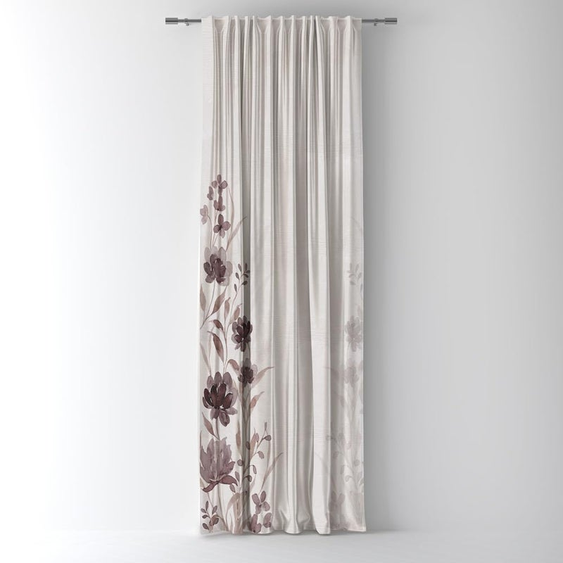 Shatta Printed Floral Pattern Curtain Code-157 Single Side Stripe