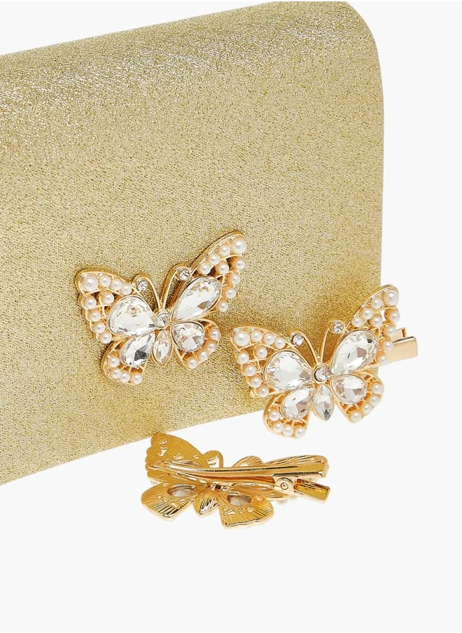 فلورا بيلا من شو إكسبرس Girls 3-Piece Glitter Embellished Sling Bag And Hairclip Set Ramadan Collection