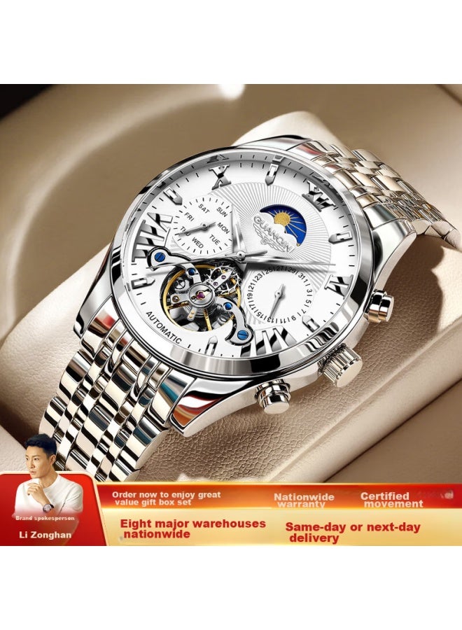 GUANQIN Guangqin Men's Watch, Fashionable Skeleton Tourbillon Mechanical Watch, Fully Automatic Multifunctional Business Brand National Watch, High-end Men's Wrisch - Image 1