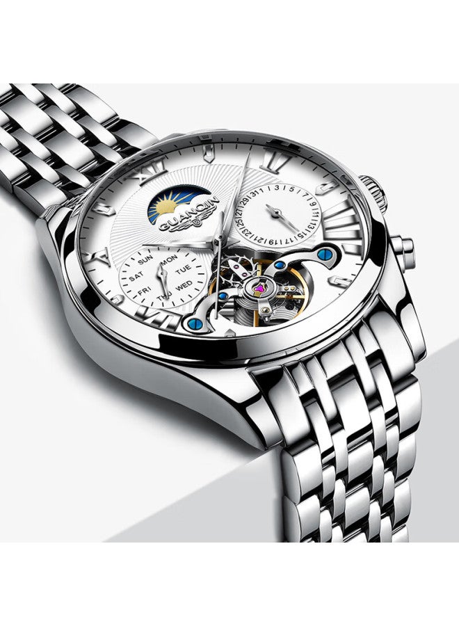 GUANQIN Guangqin Men's Watch, Fashionable Skeleton Tourbillon Mechanical Watch, Fully Automatic Multifunctional Business Brand National Watch, High-end Men's Wrisch - Image 4