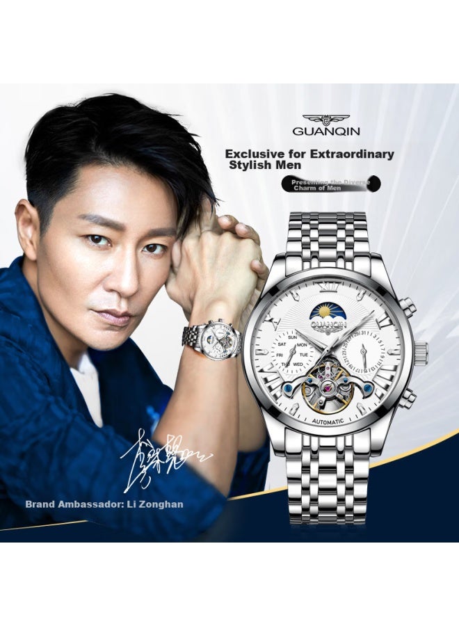 GUANQIN Guangqin Men's Watch, Fashionable Skeleton Tourbillon Mechanical Watch, Fully Automatic Multifunctional Business Brand National Watch, High-end Men's Wrisch - Image 3
