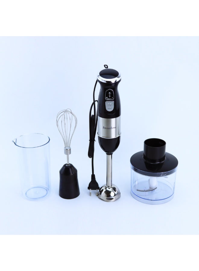 Silver Love 5 in 1 Hand Blender 500W Powerful Kitchen Mixer Grinder with Chopper Whisk Beater Attachment for Smoothies Soup Baby Food and Fast Everyday Cooking Use - Image 1