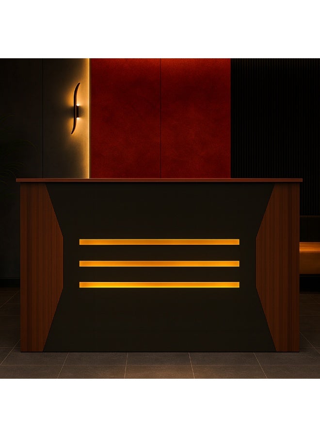 Karnak Modern Wooden Reception Desk with Lockable Drawers | Office Front Counter & Welcome Table for Business Office UAE - Image 3