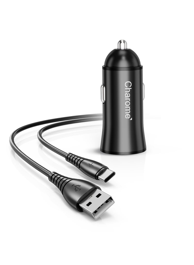 Charome Car Charger Set Type C Fast Charging, Stable Metal Build, Dual Port, Smart IC Technology, Compact Design, Overcharge Protection, Universal Compatibility, LED Indicator, Anti-Slip, Heat Dissipation - Image 1