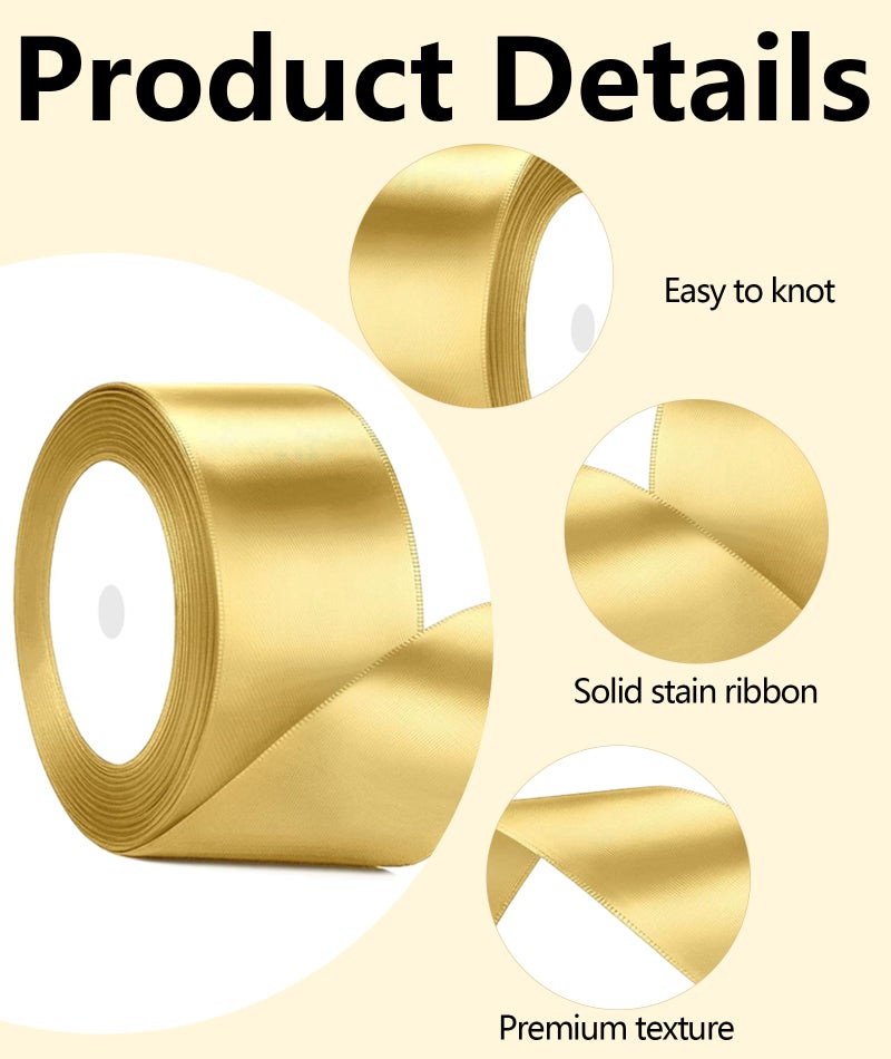 VayuSrot Ribbon Roll, Roll 4cm Wide Golden Satin Ribbon for Gift Wrapping, Party Decorations, Wedding Crafts, DIY Projects, 22 Meters Long - Image 3