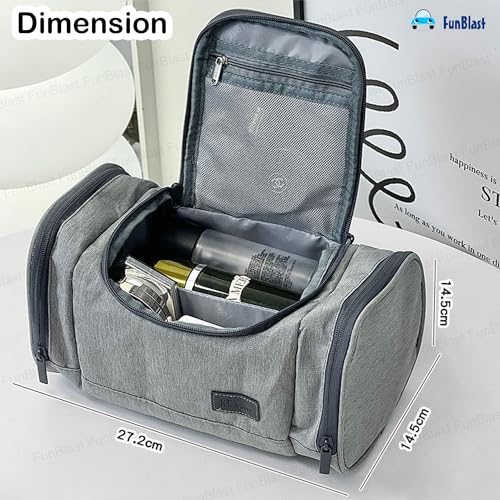 FunBlast Polyester Toiletry Bag For Men And Women - Multipurpose Travel Bag With Waterproof Pockets, Mesh Pockets, Shaving Kit Bag, Toiletry Kit, Cosmetics, Gadget, Make Up And Accessories Bag (Grey) - Image 3