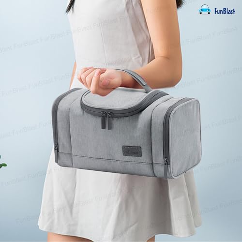 FunBlast Polyester Toiletry Bag For Men And Women - Multipurpose Travel Bag With Waterproof Pockets, Mesh Pockets, Shaving Kit Bag, Toiletry Kit, Cosmetics, Gadget, Make Up And Accessories Bag (Grey) - Image 4