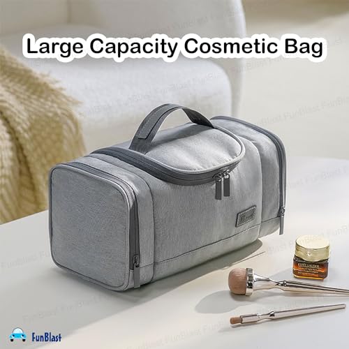 FunBlast Polyester Toiletry Bag For Men And Women - Multipurpose Travel Bag With Waterproof Pockets, Mesh Pockets, Shaving Kit Bag, Toiletry Kit, Cosmetics, Gadget, Make Up And Accessories Bag (Grey) - Image 2