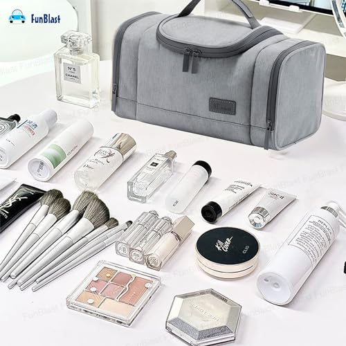 FunBlast Polyester Toiletry Bag For Men And Women - Multipurpose Travel Bag With Waterproof Pockets, Mesh Pockets, Shaving Kit Bag, Toiletry Kit, Cosmetics, Gadget, Make Up And Accessories Bag (Grey) - Image 5