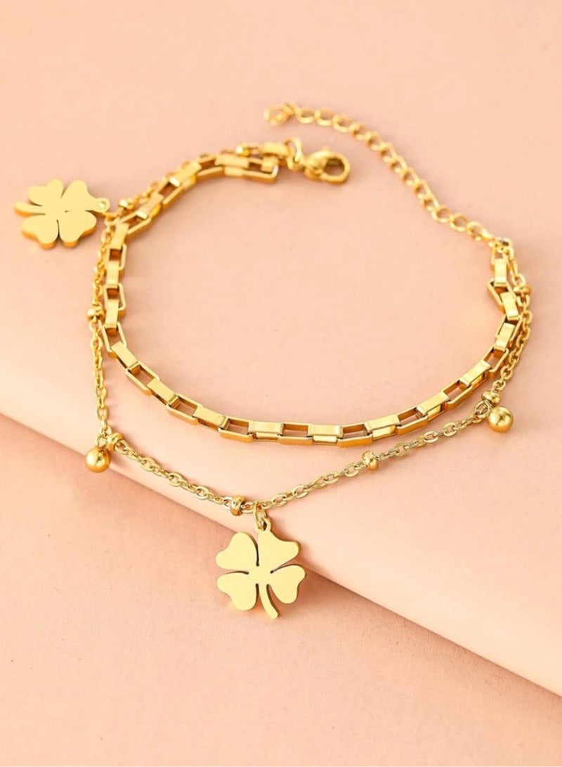 إيكوال اسوارة نسائية أنيقة وعالية الجودة مصنوعة من الاستانلس ستيل مطلية باللون الذهبي - Image 3