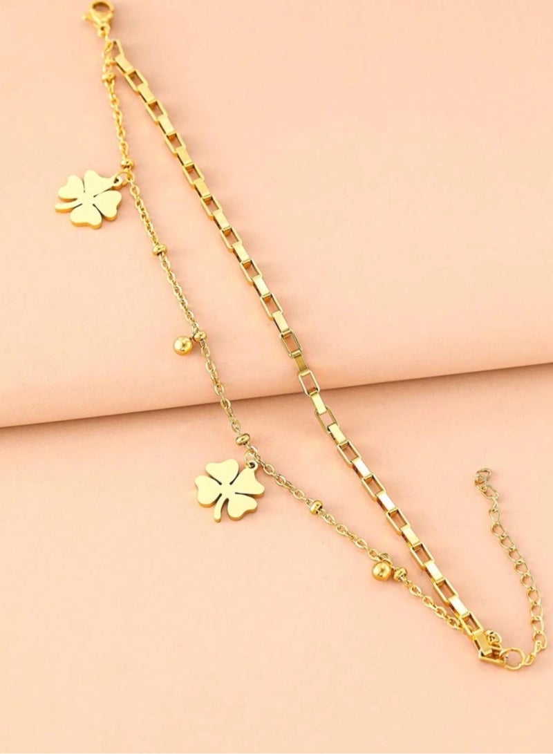 إيكوال اسوارة نسائية أنيقة وعالية الجودة مصنوعة من الاستانلس ستيل مطلية باللون الذهبي - Image 4