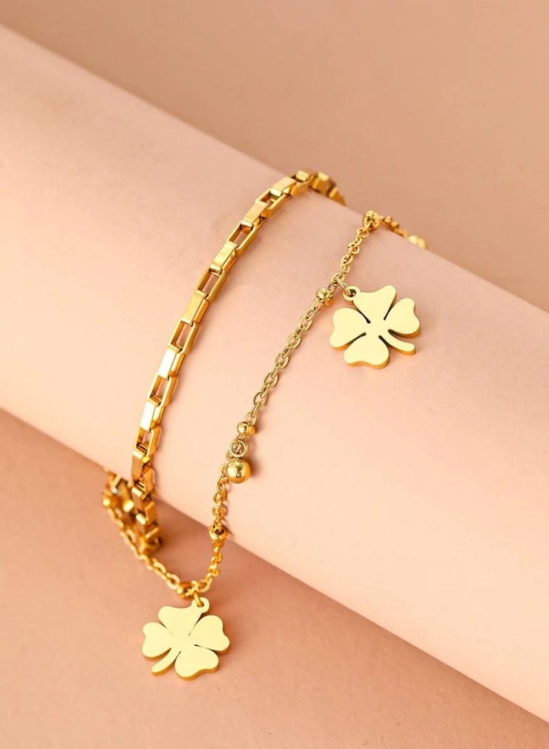 إيكوال اسوارة نسائية أنيقة وعالية الجودة مصنوعة من الاستانلس ستيل مطلية باللون الذهبي - Image 5