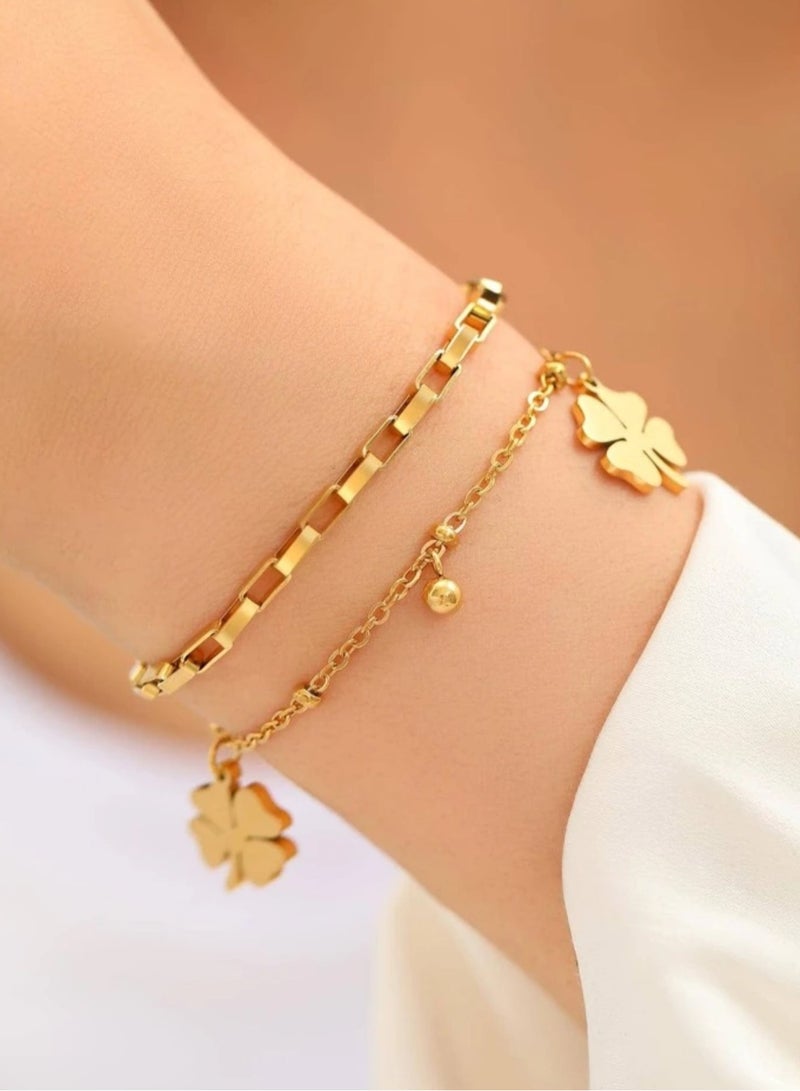 إيكوال اسوارة نسائية أنيقة وعالية الجودة مصنوعة من الاستانلس ستيل مطلية باللون الذهبي - Image 1