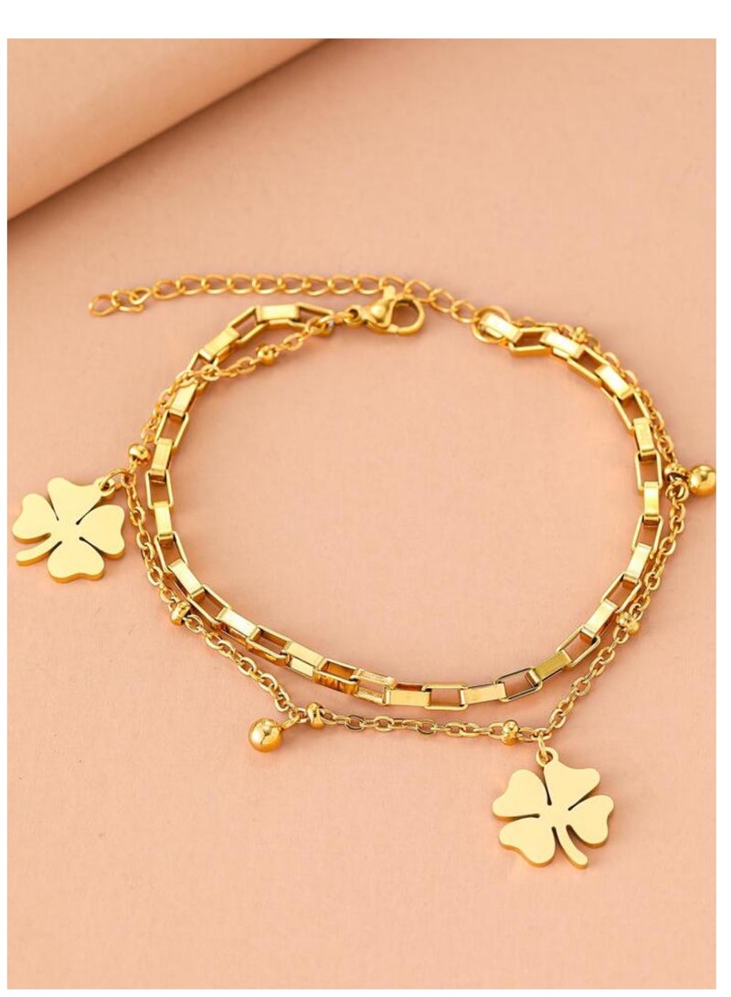 إيكوال اسوارة نسائية أنيقة وعالية الجودة مصنوعة من الاستانلس ستيل مطلية باللون الذهبي - Image 2