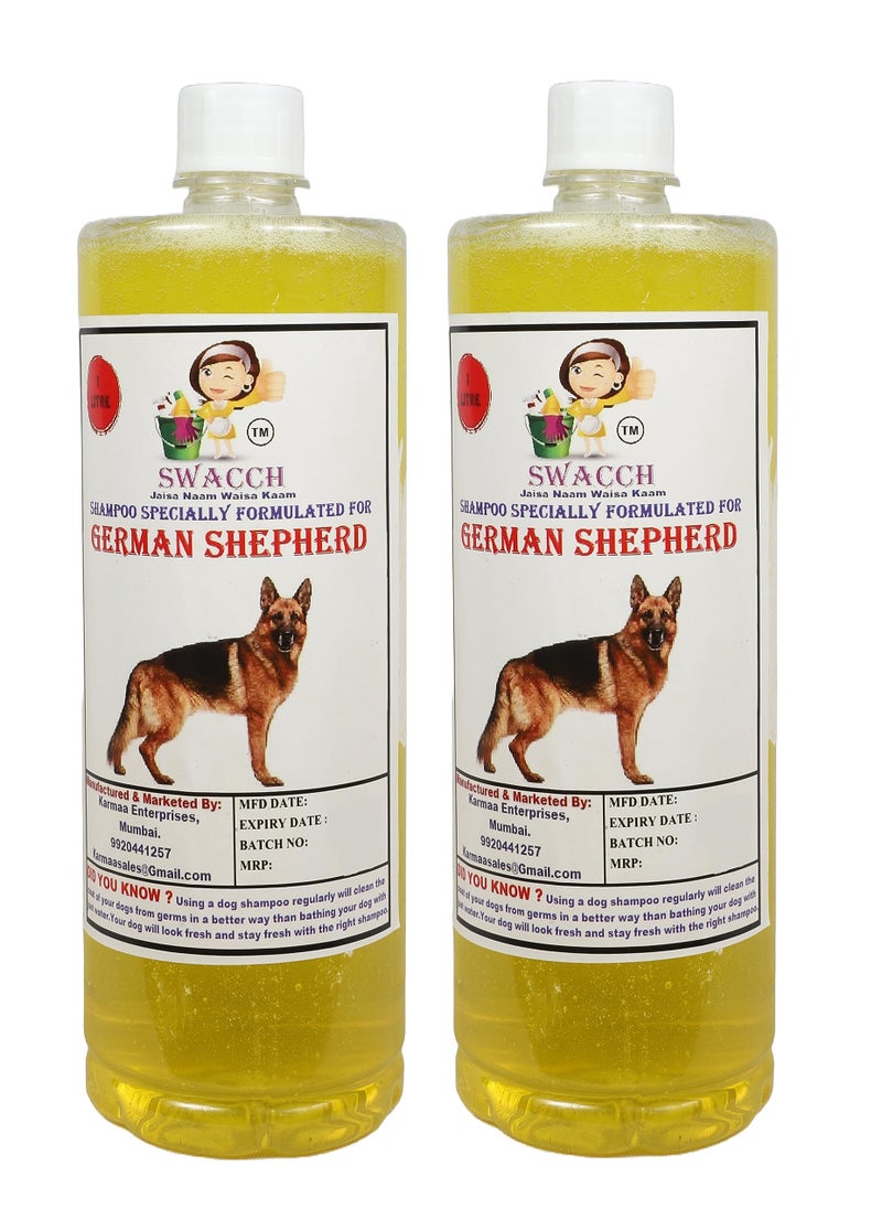 SWACCH Shampoo Specially FORMULATED for German Shepherd (1 Litre) (Pack of 2) Lemon - Image 1