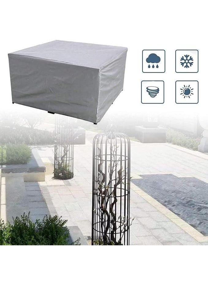 Loveseat Cover, 420D Oxford Patio Slipcover Windproof, Waterproof and Anti-UV Rectangular Table Cover 78.8x78.7x33.5 Inch(200x200x85cm) Silver - Image 2
