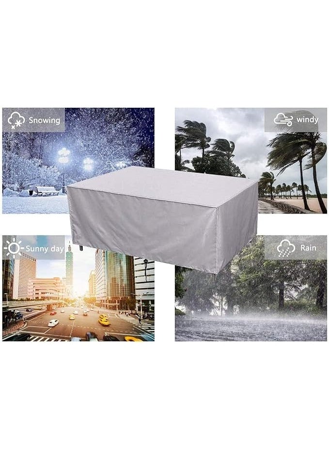 Loveseat Cover, 420D Oxford Patio Slipcover Windproof, Waterproof and Anti-UV Rectangular Table Cover 78.8x78.7x33.5 Inch(200x200x85cm) Silver - Image 3
