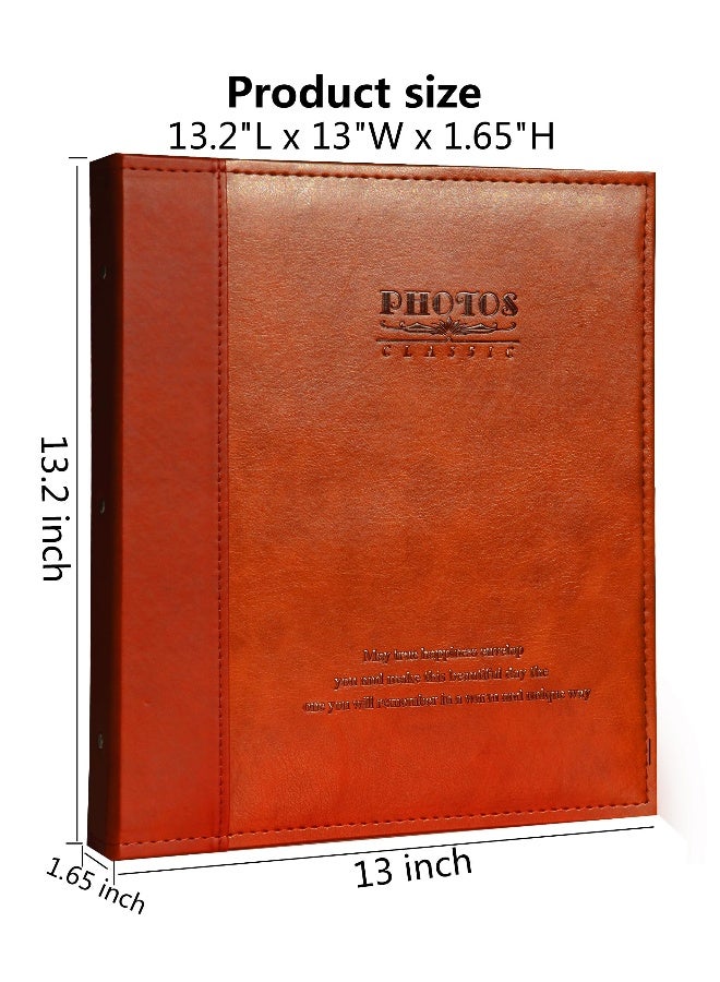 ZOVIEW Magnetic Self-Stick Page Photo Album, Family Album, Leather Cover, Hand Made DIY Albums Holds 3x5, 4x6, 5x7, 6x8,8x10 Photos A52035 (Red Brown, Large) - Image 3