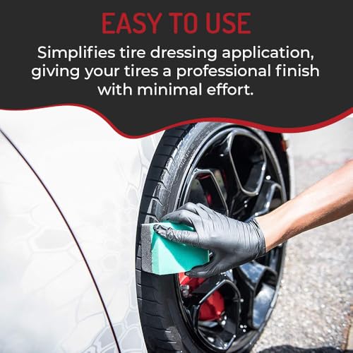 Hi-Tech Tire Dressing Applicator 12 Pack - Durable and Reusable, Contoured Tire Shine and Dressing Sponge for Your Car's Wheels - Image 4