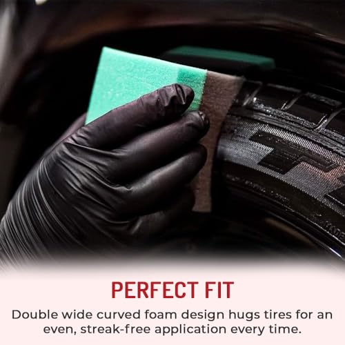 Hi-Tech Tire Dressing Applicator 12 Pack - Durable and Reusable, Contoured Tire Shine and Dressing Sponge for Your Car's Wheels - Image 3