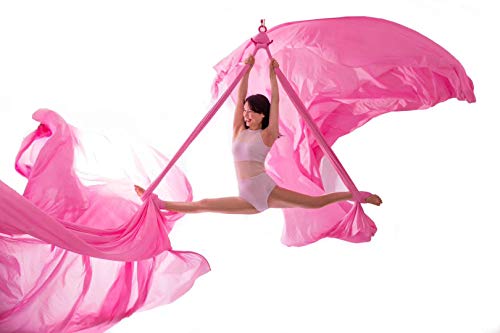 Dasking Aerial Silks Starter Kit - Durable 11Yards of Aerial Yoga Hammock with Hardware, Aerial Swing for Acrobatic Flying Yoga & All Levels (Aerial Rigging Point Up to 14ft) - Image 1