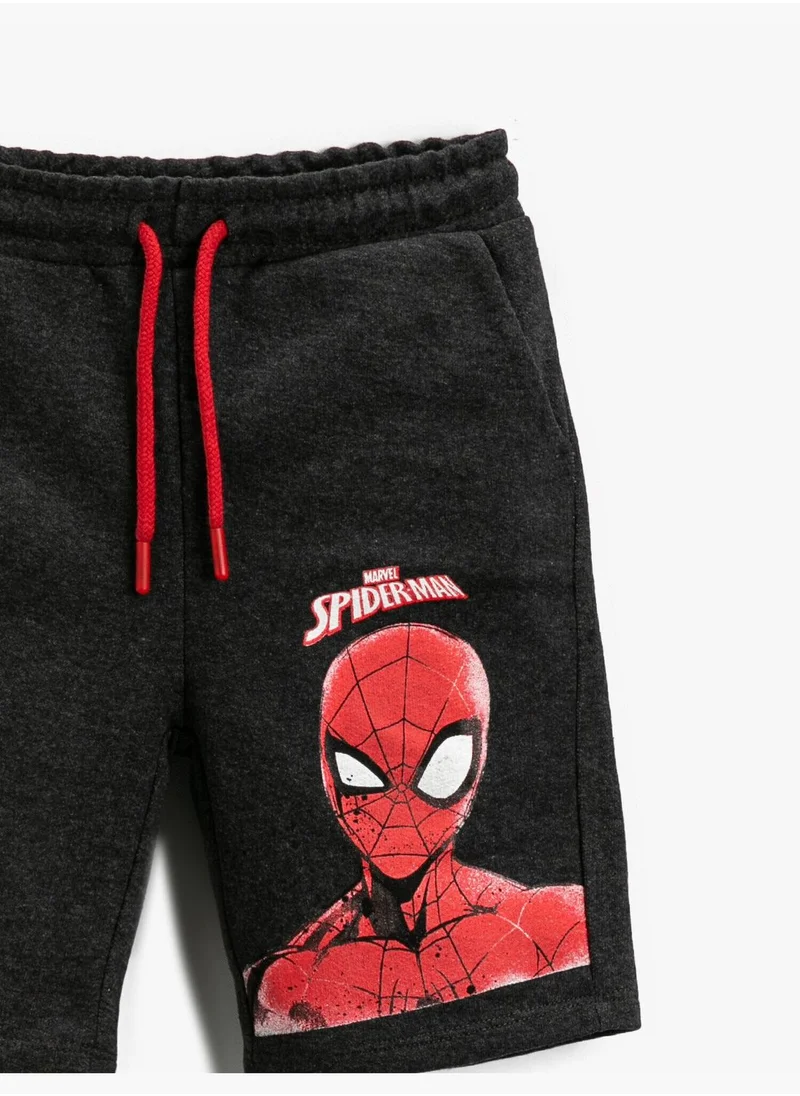 KOTON Spiderman Licensed Printed Shorts Drawstring