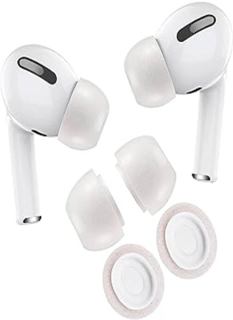 Next store Compatible with AirPods Pro Medium Size, Anti-Slip Foam Replacement Tips for Wireless Earbuds, Comfortable, Noise Reduction, Fit Charging Case, White, 2 Pairs Silicone