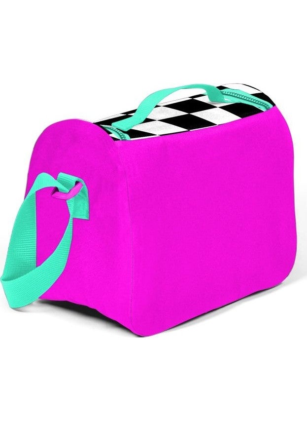 CORAL HIGH Checkered Girl's Thermal Lunch Box Pink Black White  - Image 2