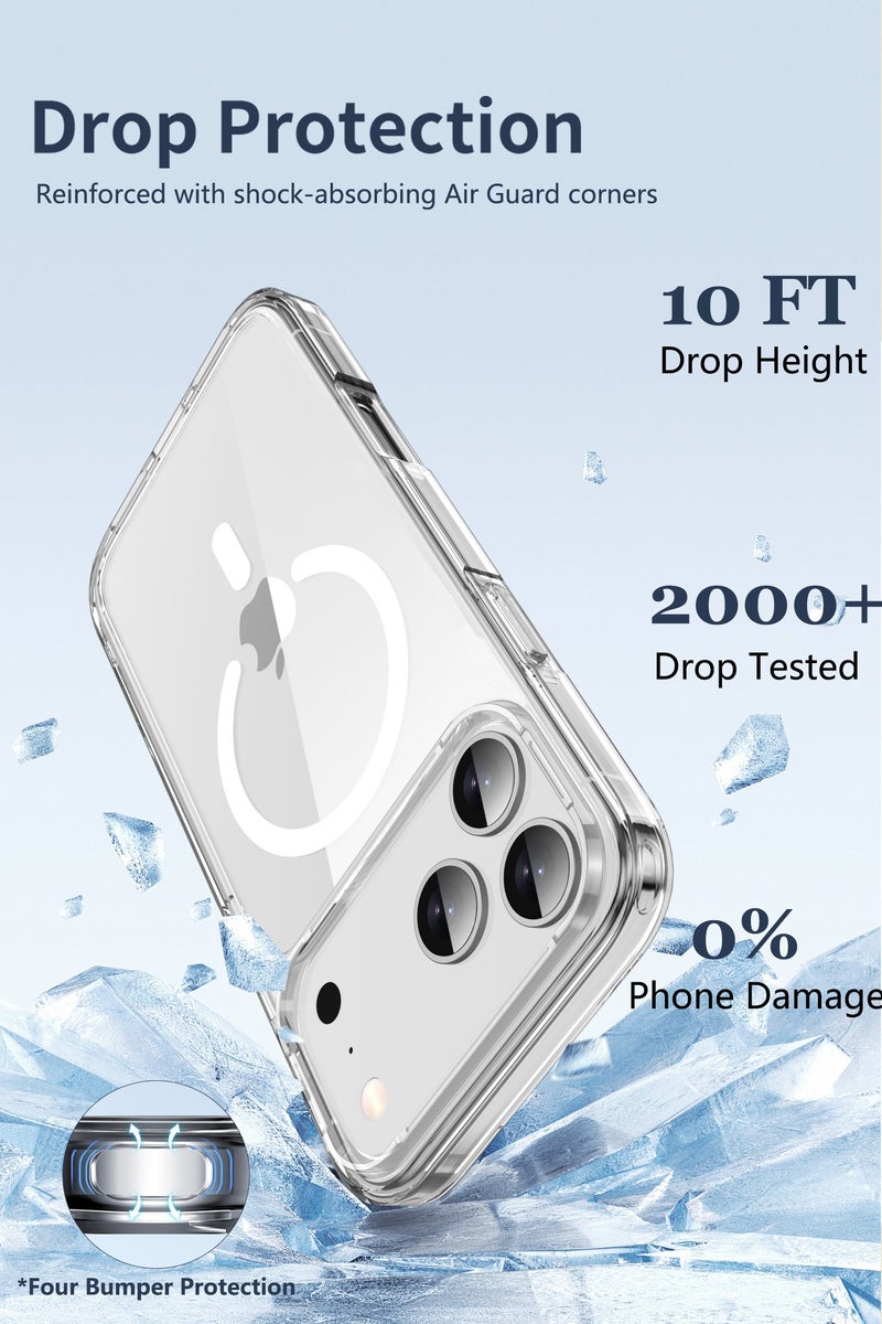 CLPURE iPhone 17 Pro Max Clear Transparent Case Compatible with MagSafe, Rugged Shockproof Protective Bumper, Anti-Yellowing and Anti-Scratch Cover for Everyday Use and Outdoor Protection - Image 2