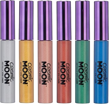 Cosmic Moon Metallic Eyeliner Cosmic Moon Make up Eye Liner Pearl Shimmer Eye Shadow Set of 6 - Image 1