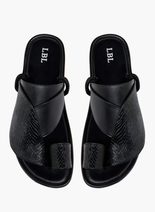 LBL by Shoexpress Men's Textured Slip-On Arabic Sandals with Toe Loop Detail - Image 2