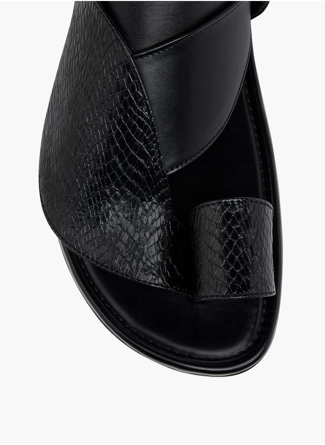 LBL by Shoexpress Men's Textured Slip-On Arabic Sandals with Toe Loop Detail  - Image 3