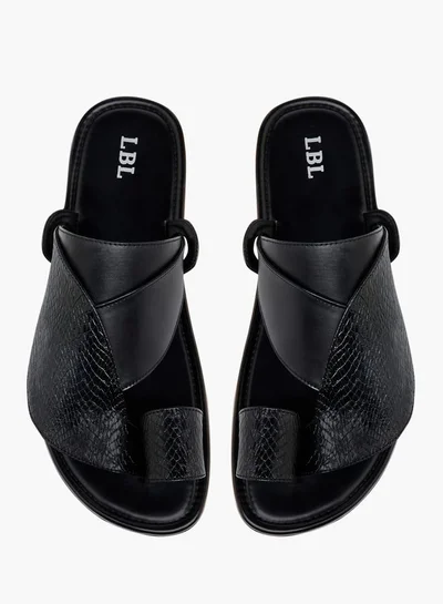 LBL by Shoexpress Men's Textured Slip-On Arabic Sandals with Toe Loop Detail