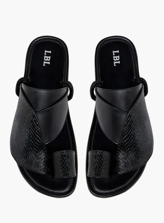 ال بي ال من شو اكسبرس صنادل رجالي بنسيج مزخرف بتفاصيل حلقة إصبع