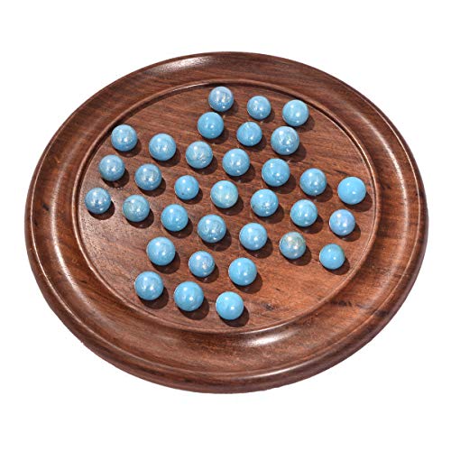 Classical Youth ABW Hand-Crafted Wooden Board Solitaire Marbel Game for Kids/Adults (Sheesham Wood, Brown, Diameter: 9 Inches) - Image 1