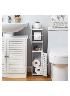 COOLBABY Bathroom Toilet Side Cabinet Multi Layer Bathroom Storage Rack for Small Space Bathroom with Toilet Roll Holder - pzsku/Z6ED2F543FC828137E2BDZ/45/_/1712475722/e3ba8499-122d-434c-9b6f-88b1e387d173