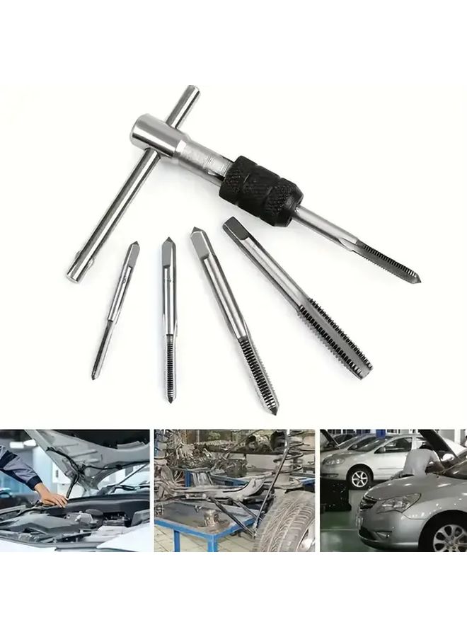 6 Pieces Adjustable T Type Ratchet Wrench Set with Threaded Rods and T Handle - Image 1