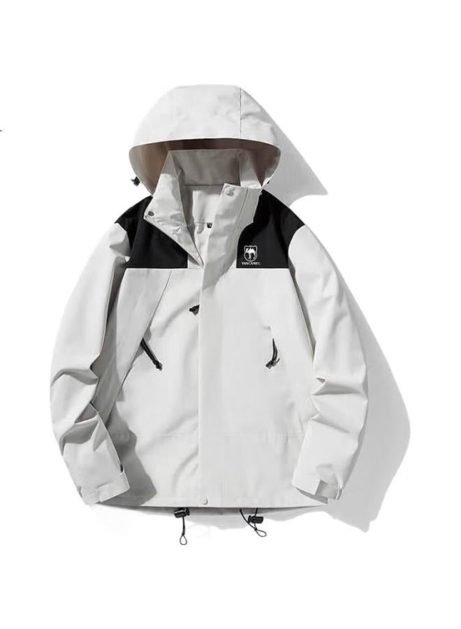 Vancamel Jacket, Casual Sports Outdoor Windbreaker, American Street Style, Unisex Outerwear, Ivory White, Xl - Image 2