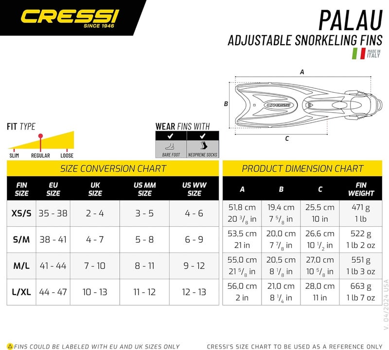 Cressi Palau Fins - Adjustable Long or Short Fins for Snorkelling and Swimming - Image 5