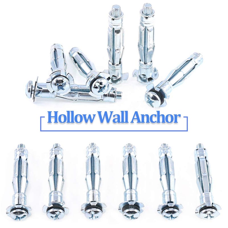 Glarks 30Pcs 6x52MM Heavy Duty Zinc Plated Steel Molly Bolt Hollow Drive Wall Anchor Screws Set for Drywall, Plaster and Tile (M6x52) - Image 4