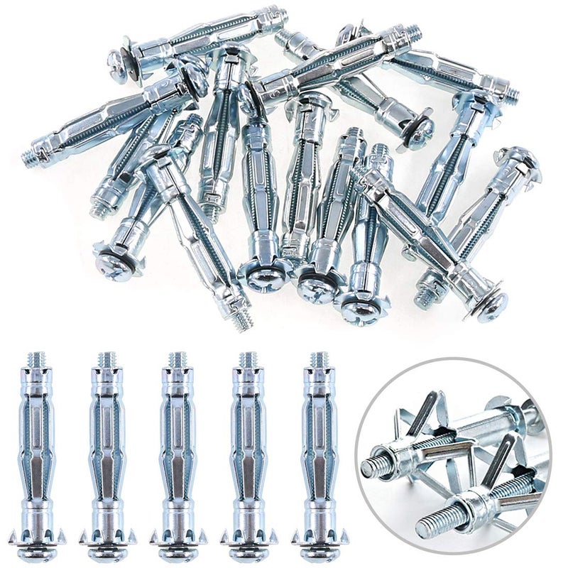 Glarks 30Pcs 6x52MM Heavy Duty Zinc Plated Steel Molly Bolt Hollow Drive Wall Anchor Screws Set for Drywall, Plaster and Tile (M6x52) - Image 1