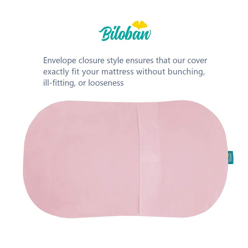 Biloban Bassinet Mattress Cover Compatible with Halo Bassinest Swivel Sleeper Bassinet Mattress Pad, 2 Pack, Microfiber, Waterproof and Soft, Pink - Image 4