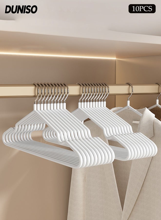 DUNISO 10 Pack Metal Hangers,Heavy Duty Metal Hangers,Coat Hangers with Non-Slip Grooves,Waterproof and Anti Slip,Strong and Durable,Space Saving,for Hanging Coats,Suits,Jackets, Shirt,40cm - Image 1