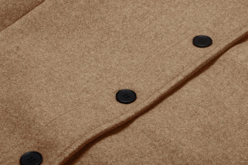CHARTOU Women Winter Long Pea Coat Wool Blend Stand Collar Single Breast Thicken Blazer Jacket (XX-Large, Camel) - Image 3