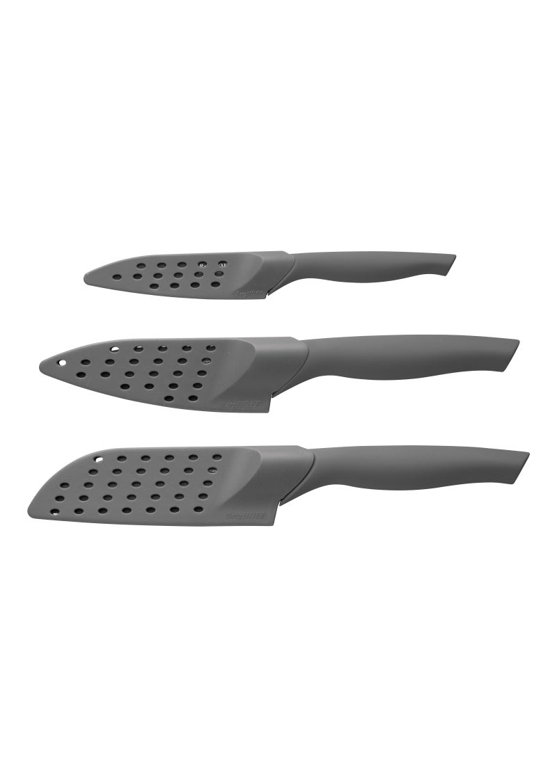 بيرجوف بيرجهوف- طقم سكاكين 3 قطع كوتيد فلكس - 1x سكين التقشير  10 سم، 1x سكين الطهاة 13 سم، 1x سكين سانتوكو 14 سم - شفرة حادة من الفولاذ المقاوم للصدأ، غطاء واقي مناسب لحماية يديك والشفرة - منتج بلجيكي - Image 2